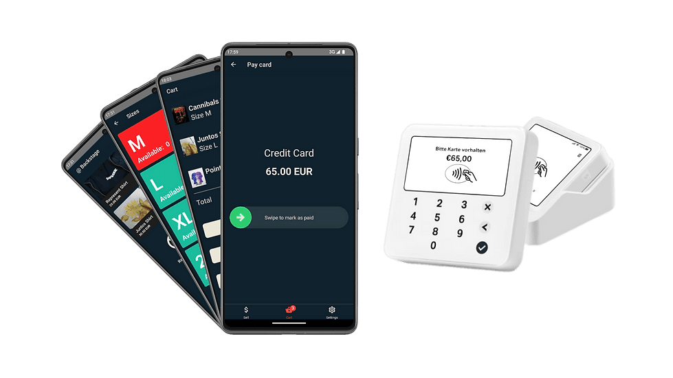 MerchMaster integrated with SumUp card terminal for contactless merch payments at the merch table